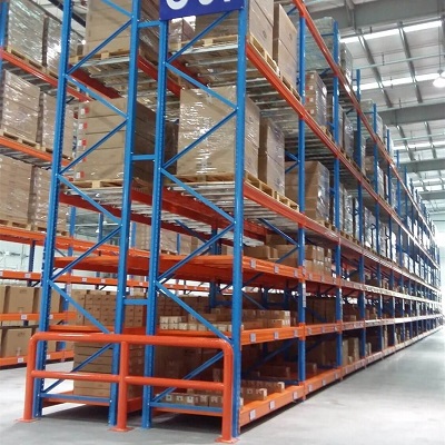 A warehouse storage racks with goods placed in it
